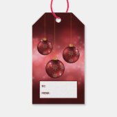 Étiquettes-cadeau Red Festive Baubles de Noël sur Red Bokeh (Dos)