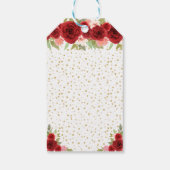 Étiquettes-cadeau Red Floral Blonde Hair Girl Joyeux anniversaire (Dos)