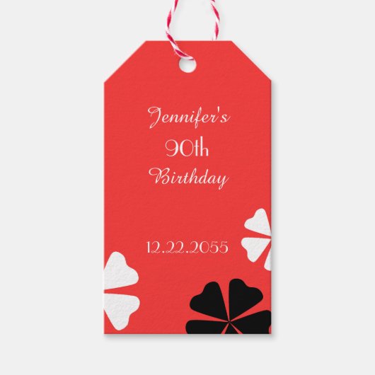 Étiquettes-cadeau Red Floral Thank You (Devant)