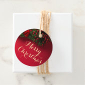 Étiquettes Cadeau Red & Gold Typography Joyeux Noël Festif (En situation)