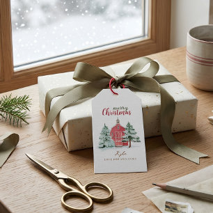 Étiquettes-cadeau Red Grange Winter Woodland Vintage Joyeux Noël