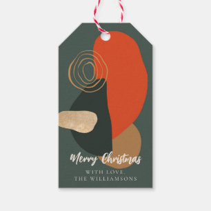 Étiquettes-cadeau Red Green Noël Abstrait Custom Greeting Nom