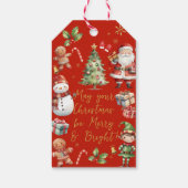 Étiquettes-cadeau Red Green Noël Père Noël Elf Snowman Gingbread (Dos)