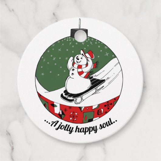 Étiquettes Cadeau Red / Green Snowman (Devant)