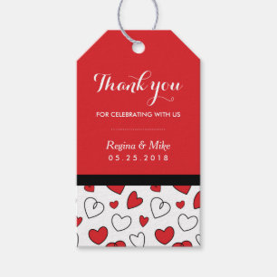Étiquettes-cadeau Red Heart Motif Love Doodles Mariage Cadeau Tags