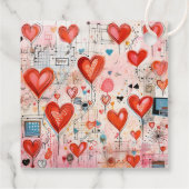 Étiquettes Cadeau Red Hearts Whimsical Love Motif Saint Valentin (Dos)