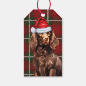 Étiquettes-cadeau Red Holiday Plaid Boykin Spaniel Chien Noël (Devant)