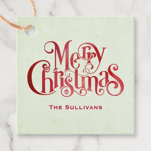 Étiquettes Cadeau Red Joyeux Noël Typographie Festive Police (Devant)