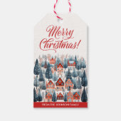 Étiquettes-cadeau Red Joyeux Noël Village d'hiver (Devant)