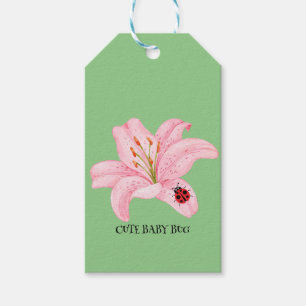 Étiquettes-cadeau Red Ladybug rose Lily Flower nom personnalisé fill
