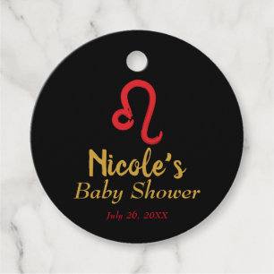 Étiquettes Cadeau Red LEO Zodiac Juillet Août Baby shower d'astrolog