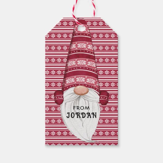 Étiquettes-cadeau Red Nordic Gnome Personnalisé (Devant)