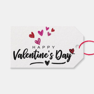 Étiquettes-cadeau Red Pink Scribbled Hearts Valentine's Day Script