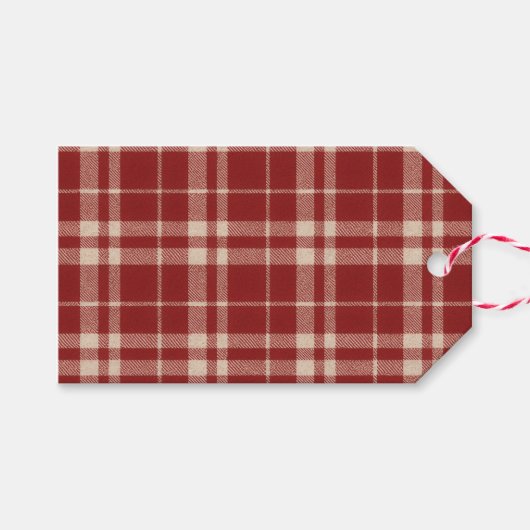 Étiquettes-cadeau Red Plaid (Devant (Horizontal))