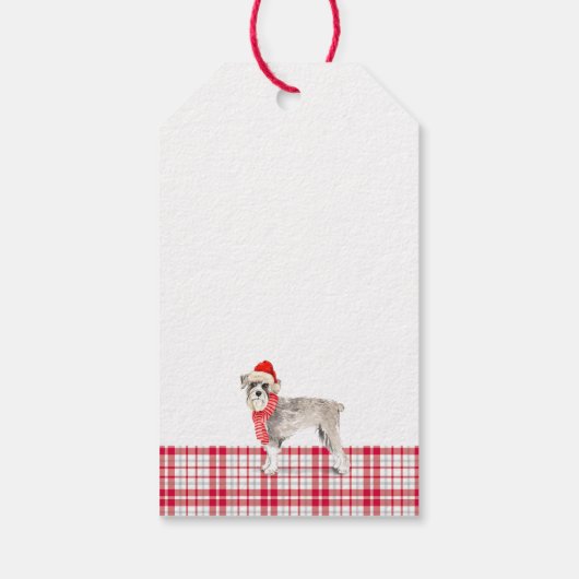 Étiquettes-cadeau Red Plaid et Schnauzer Chien Noël (Dos)
