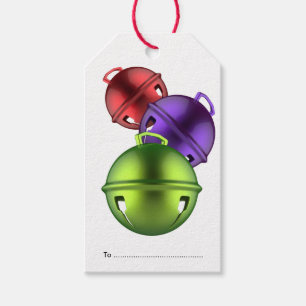 Étiquettes-cadeau Red Purple Green Jingle Bells Cadeau de Noël