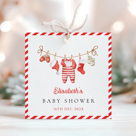 Étiquettes Cadeau Red Santa Baby Baby Shower