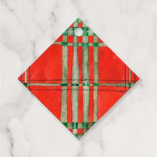 Étiquettes Cadeau RED SCOTT TARTAN Diamond Tags cadeaux