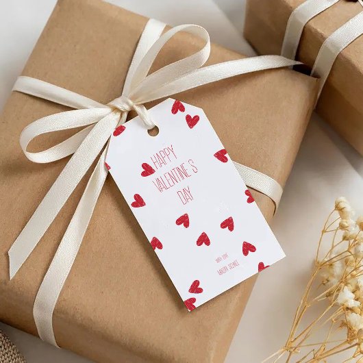 Étiquettes-cadeau Red Scribble Hearts – Moder Happy Valentine’s Day 