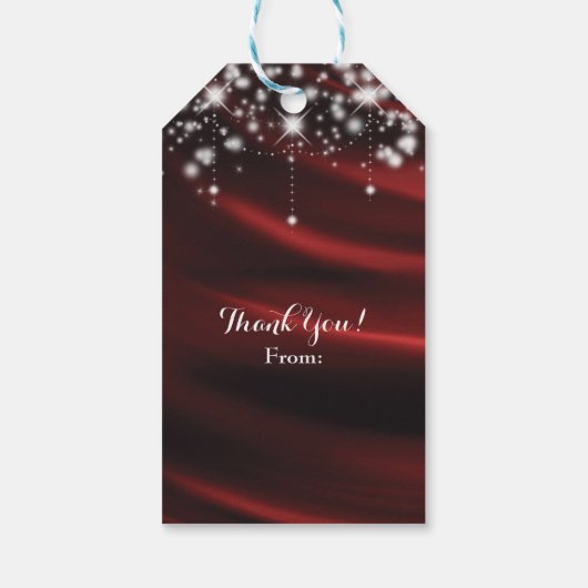 Étiquettes-cadeau Red Silk & Sparkle Glam Hollywood Custom Favoriser (Dos)