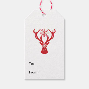 Étiquettes-cadeau Red Snowflake Deer