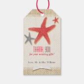 Étiquettes-cadeau Red Starfish Rustic Beach Merci de mariage (Devant)