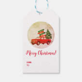 Étiquettes-cadeau Red Truck Tree mignonne tendance moderne Joyeux No (Devant)