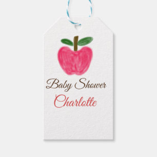 Étiquettes-cadeau Red Watercolor pomme baby shower ajouter nom titre