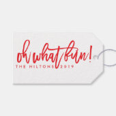 Étiquettes-cadeau Red White Oh Quel Fun Noël (Devant (Horizontal))