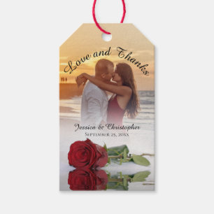 Étiquettes-cadeau Reflet Rose Love & Thanks Photo Mariage