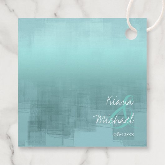 Étiquettes Cadeau Réflexions aquarelle Merci Turquoise ID774 (Dos)