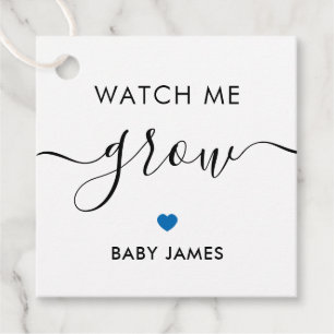 Étiquettes Cadeau Regarde-moi grandir, Baby shower Plante, Bleu