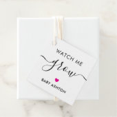 Étiquettes Cadeau Regarde-moi grandir, Baby shower Plante, Fuchsia (En situation)