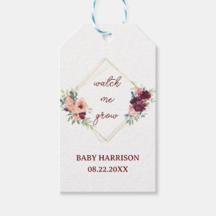 Étiquettes-cadeau Regarde-moi grandir Boho automne floral bébé à ven