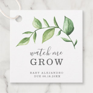 Étiquettes Cadeau Regardez-moi grandir Baby shower vert rustique élé