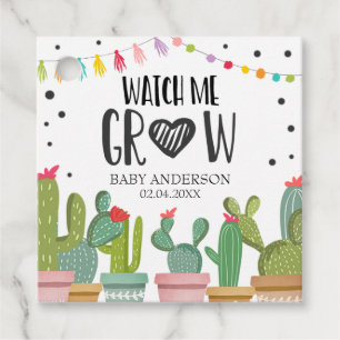 Étiquettes Cadeau Regardez-moi grandir Cactus vert Succlent Fiesta
