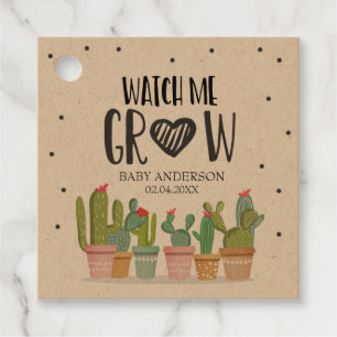 Étiquettes Cadeau Regardez-moi grandir Cactus vert Succulent Fiesta