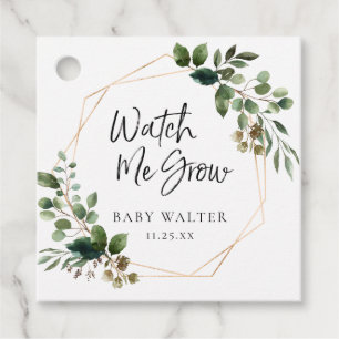 Étiquettes Cadeau Regardez-moi grandir   Eucalyptus Baby shower Favo