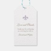 Étiquettes-cadeau Regency Purple French Fleur de Lis Merci Mariage (Dos)