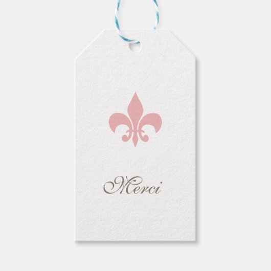 Étiquettes-cadeau Regency rose Fleur de Lis Merci Mariage (Devant)
