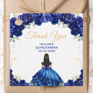 Étiquettes Cadeau Reine Dark Blue Quinceañera Merci