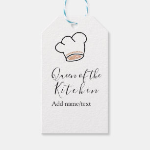 Étiquettes-cadeau Reine de la cuisine chef cuisinier ajouter nom cou
