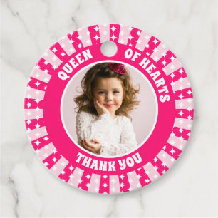 Étiquettes Cadeau Reine Des Coeurs Rose Retro Photo Anniversaire
