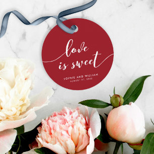 Étiquettes Cadeau Relax Script L'amour est doux Mariage couleur pers