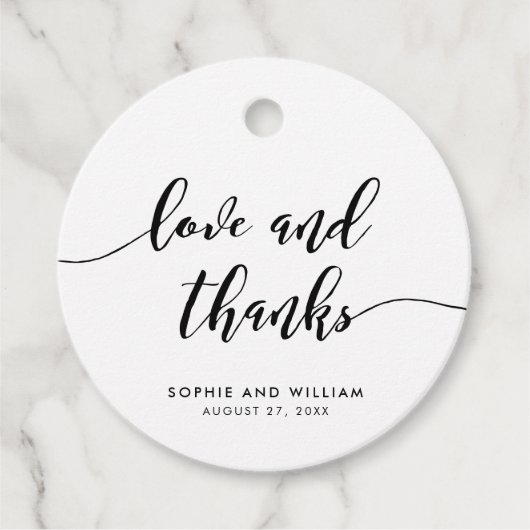 Étiquettes Cadeau Relax Script Love and Thanks Mariage (Devant)