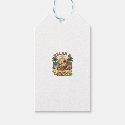 Étiquettes-cadeau Relax & Unwind Chat de Plage Design de Gravure Vin (Devant)