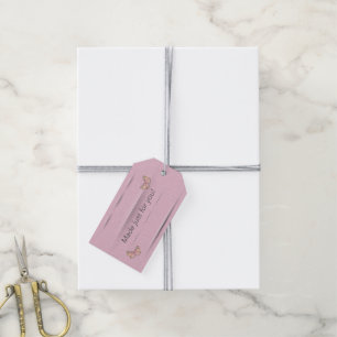Étiquettes-cadeau relief rose avec papillon