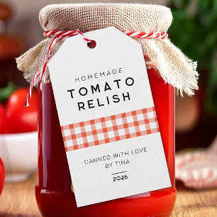 Étiquettes-cadeau Relish à la tomate maison moderne avec à damiers l