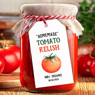 Étiquettes-cadeau Relish de tomates fait maison avec motif de tomate