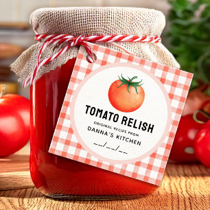 Étiquettes Cadeau Relish tomate avec tomate et à damiers motif